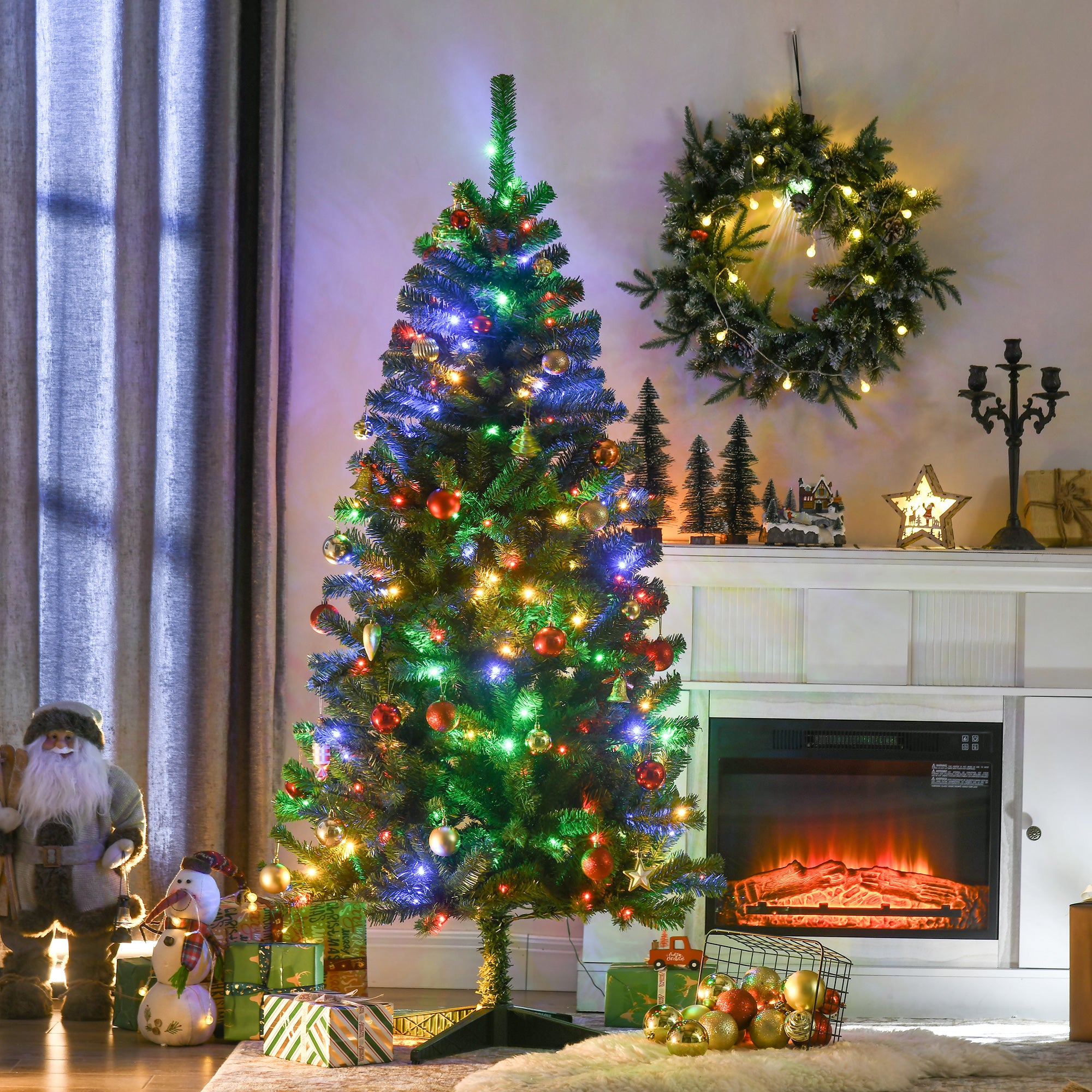 6' Artificial Prelit Christmas Trees with Warm or Colorful LED Lights