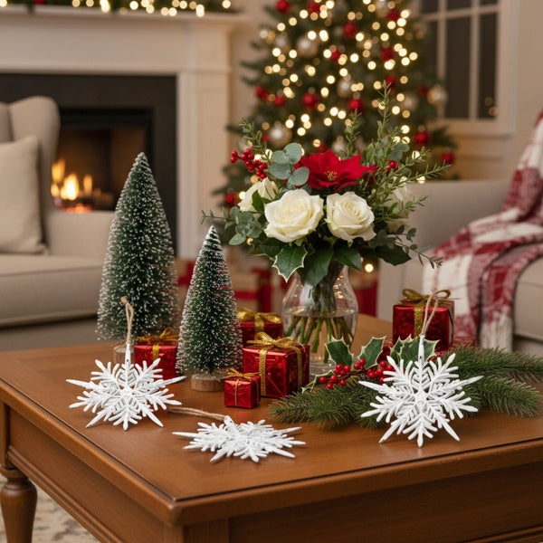 6-piece Set Of 6.1-inch Christmas Tree Snowflake Ornaments