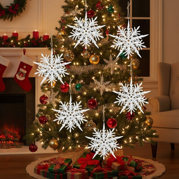 6-piece Set Of 6.1-inch Christmas Tree Snowflake Ornaments