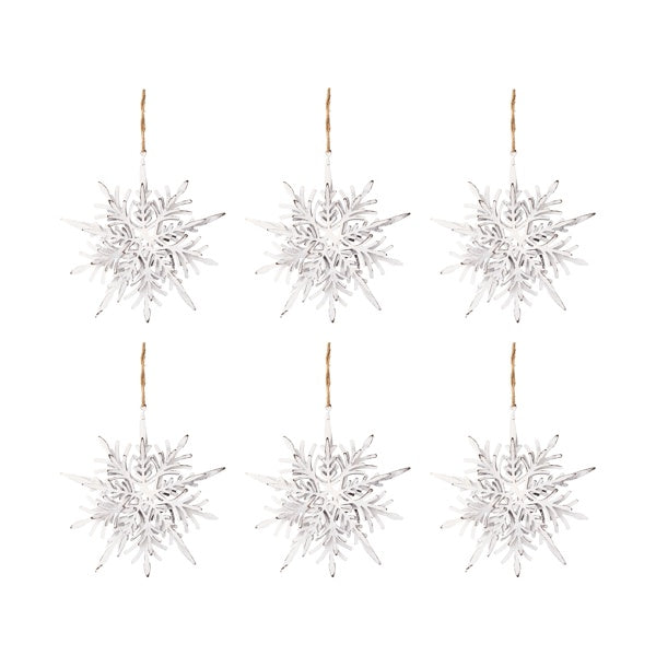6-piece Set Of 6.1-inch Christmas Tree Snowflake Ornaments