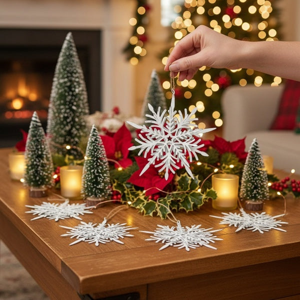 6-piece Set Of 6.1-inch Christmas Tree Snowflake Ornaments